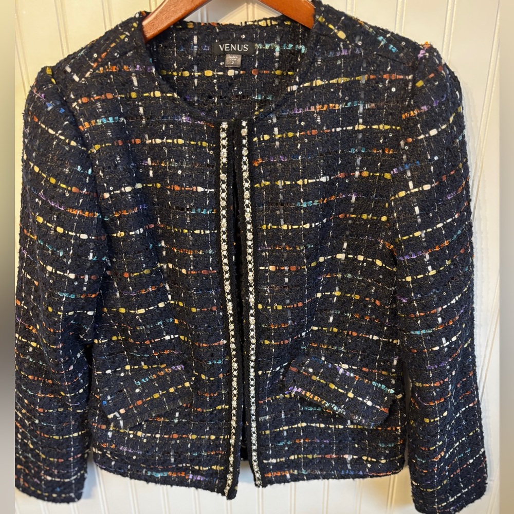 VENUS Women's Colorful Tweed Blazer
